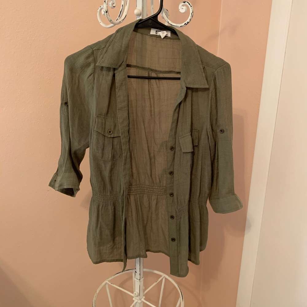 Army green blouse